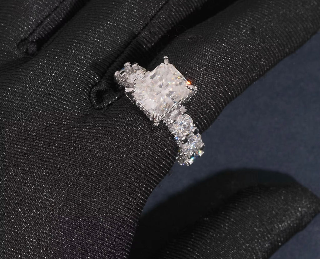 Square Mossanite Eternity Engagement Ring