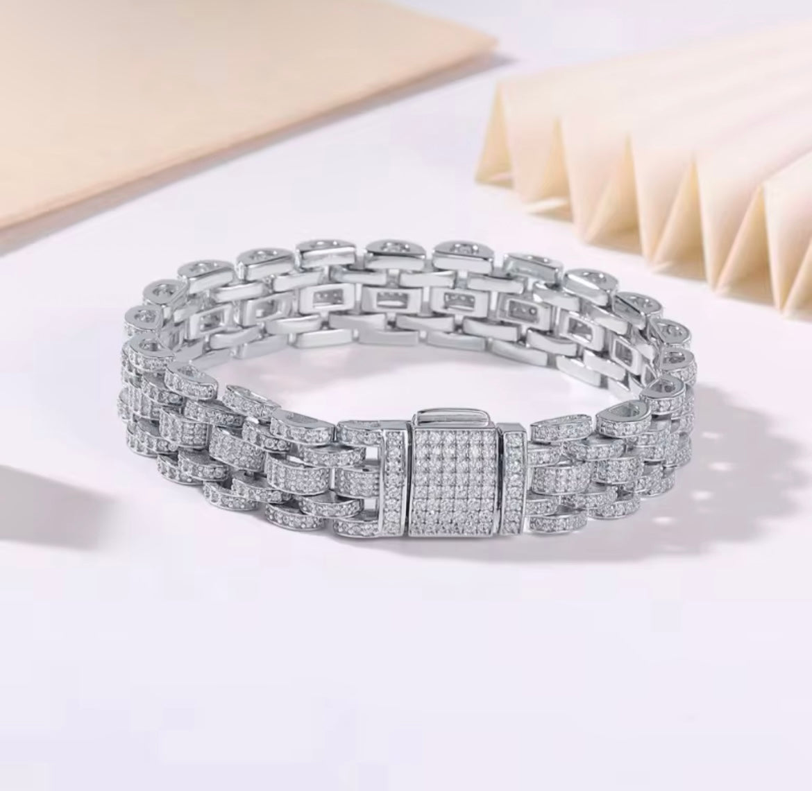 Silver Multi Row Cuban Link Bracelet