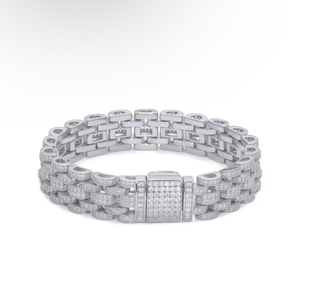 Silver Multi Row Cuban Link Bracelet
