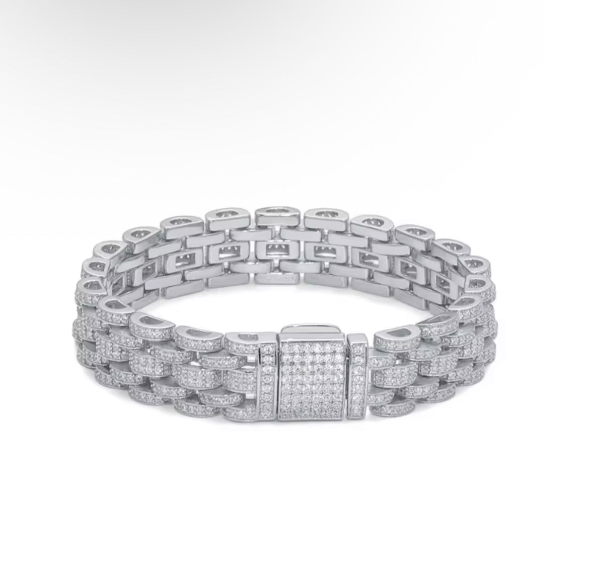 Silver Multi Row Cuban Link Bracelet