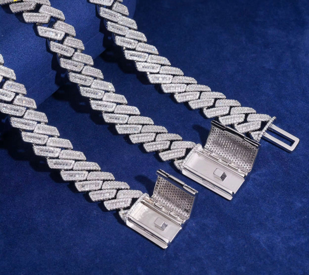 18MM VVS Baguette Moissanite Diamond Cuban Chain