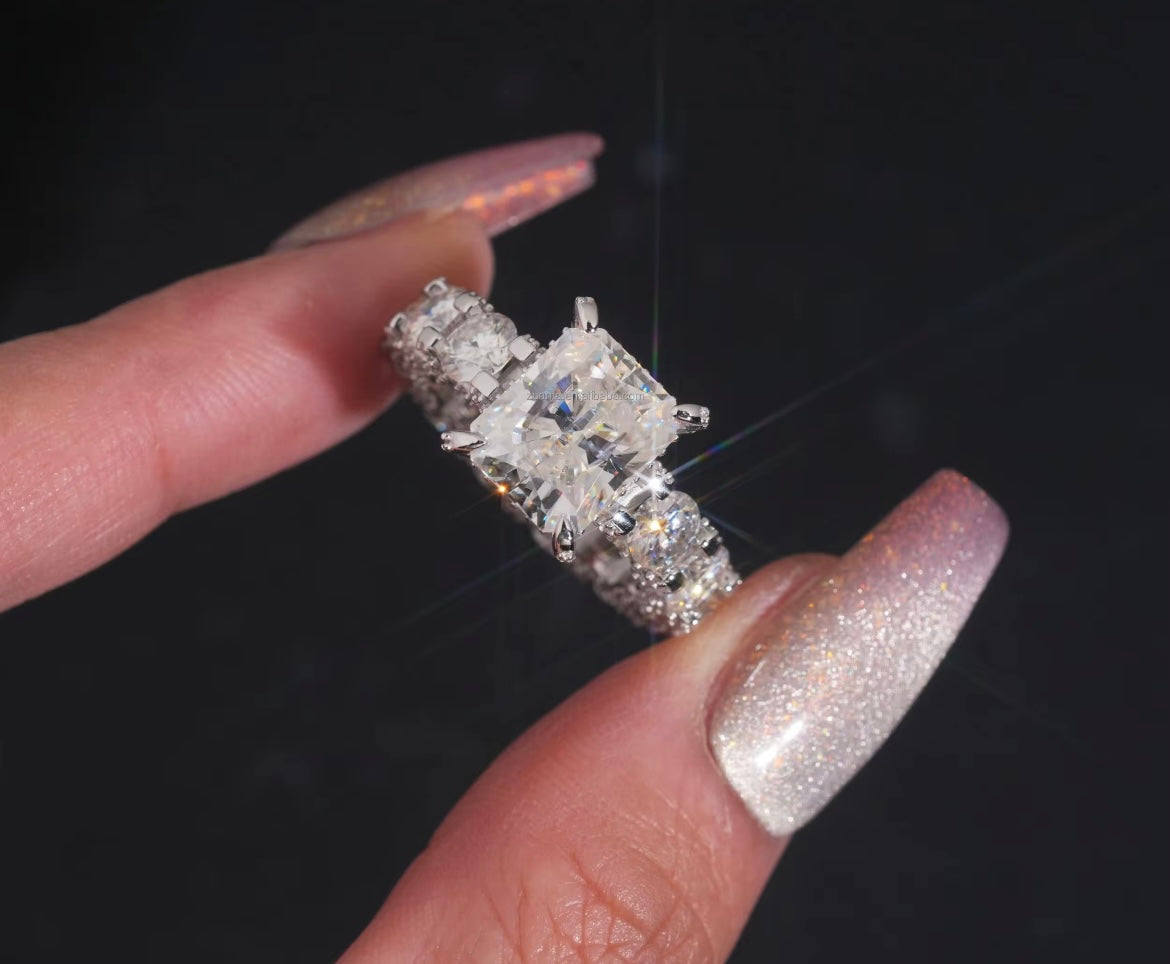 Square Mossanite Eternity Engagement Ring