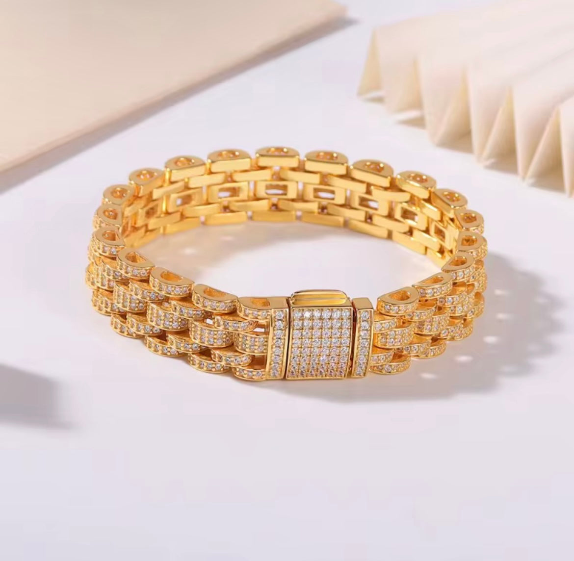 18K Gold Plated Multi Row Cuban Link Bracelet