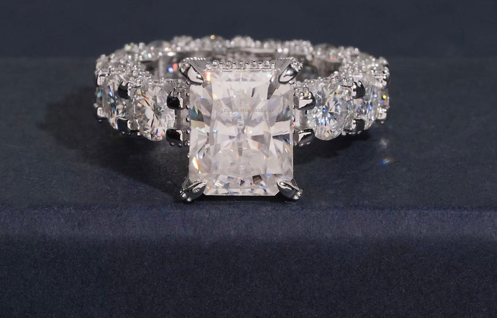 Square Mossanite Eternity Engagement Ring