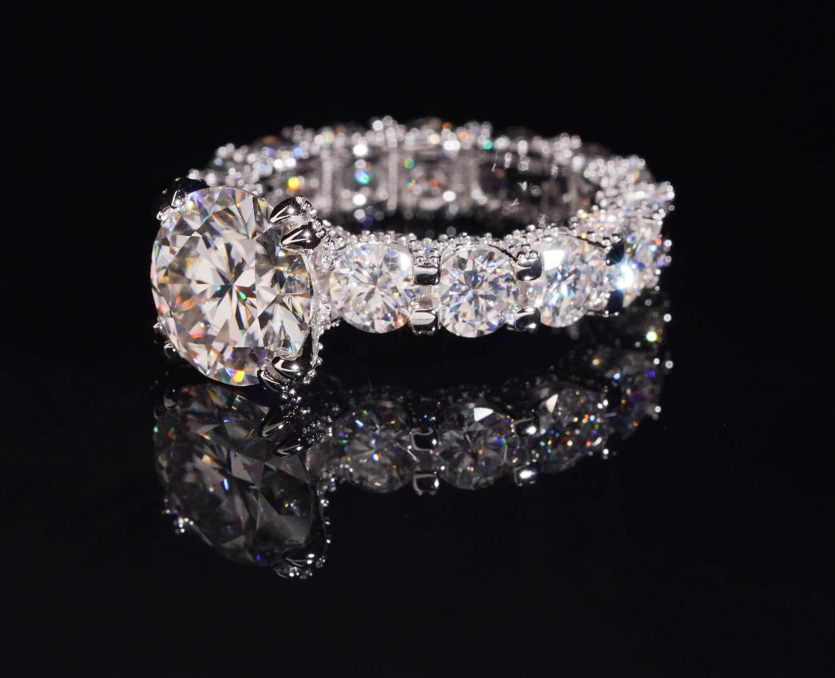 Mossanite Full Eternity Engagement Ring