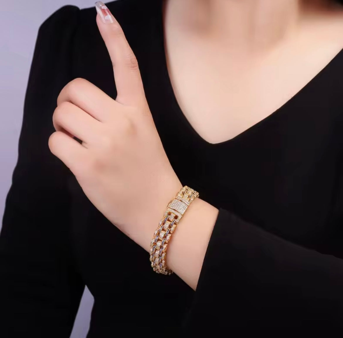 18K Gold Plated Multi Row Cuban Link Bracelet