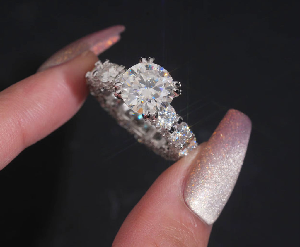 Mossanite Full Eternity Engagement Ring